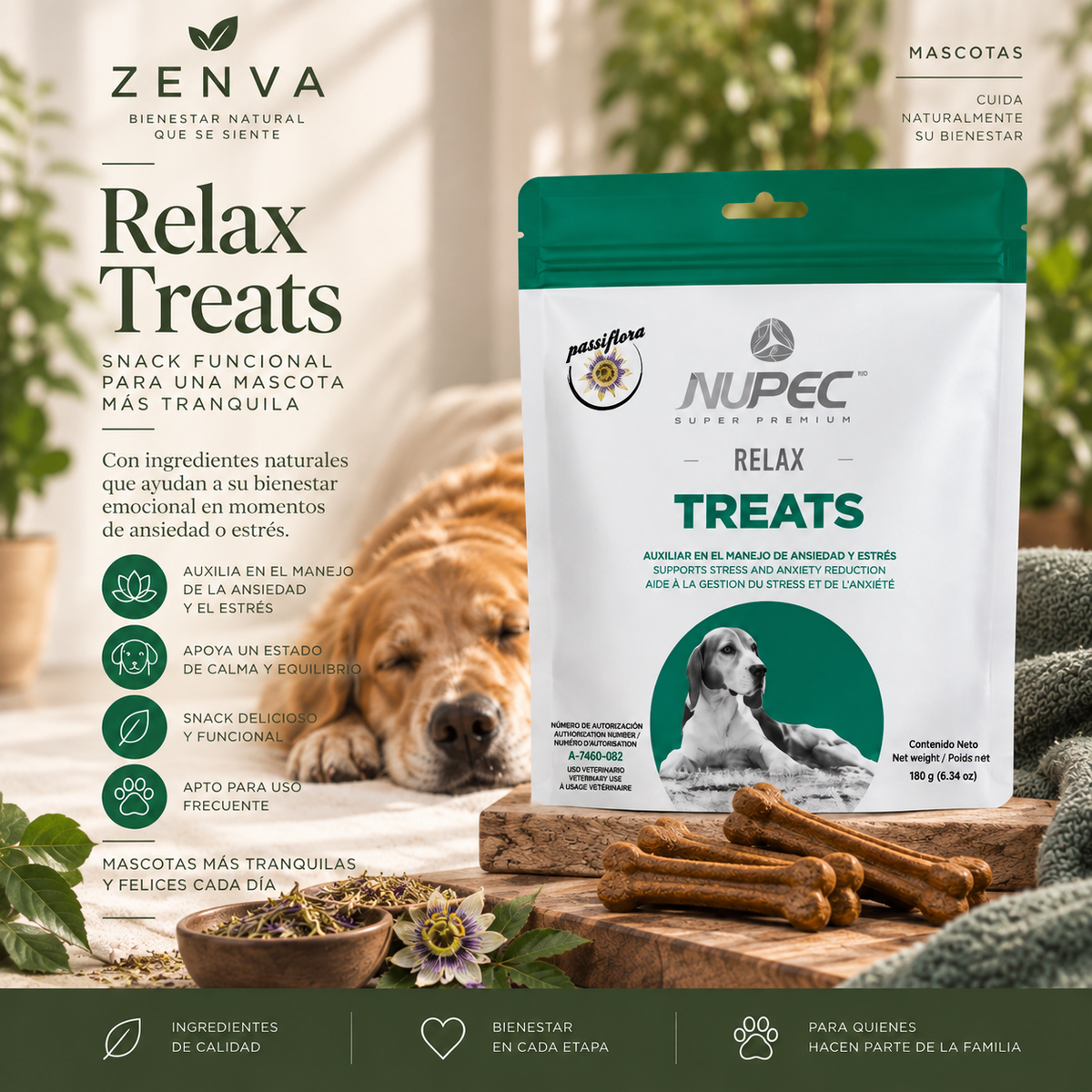 Premio Funcional Relax Treats NUPEC para Perros 180 g