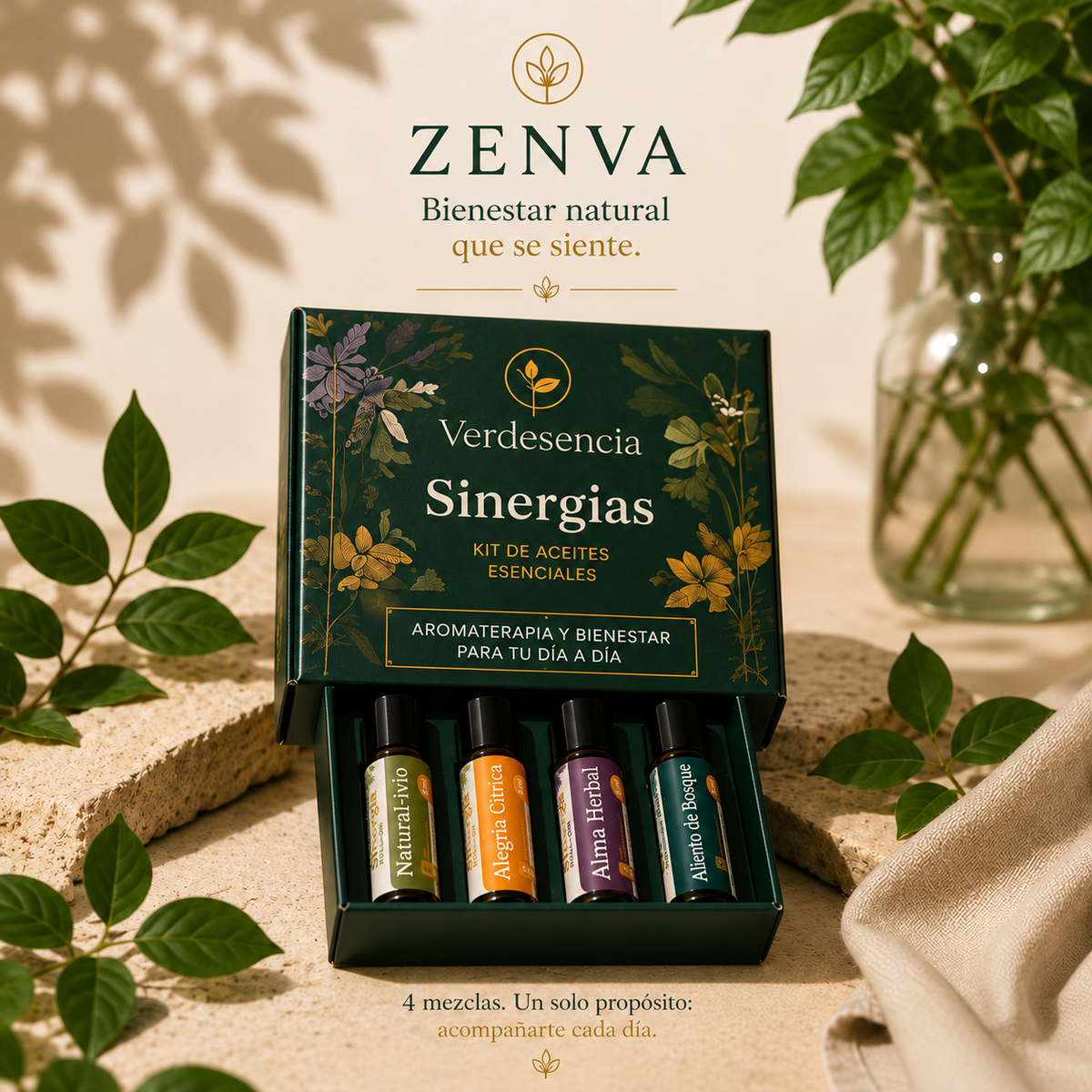 Kit Sinergia de roll-ons aromáticos, 4 unidades de 5 ml