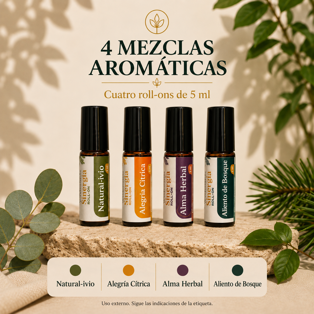 Kit Sinergia de roll-ons aromáticos, 4 unidades de 5 ml